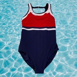 Vintage 90's Baltex One Piece Ribbed Maillot Tanksuit Swimsuit Colorblock 18W